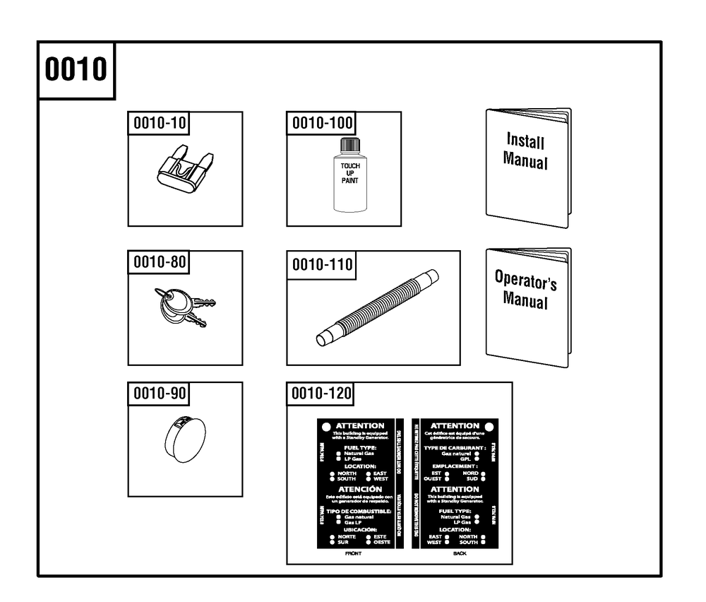Manuals And Accessories Group Diagram and Parts List for 040604-00  Briggs and Stratton Generator